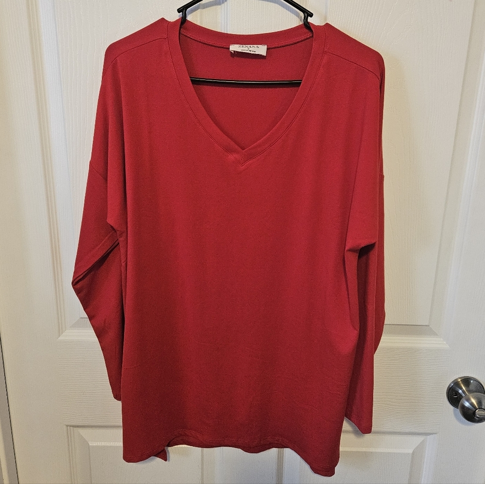 Zenana Butter Soft V-Neck Tunic Top